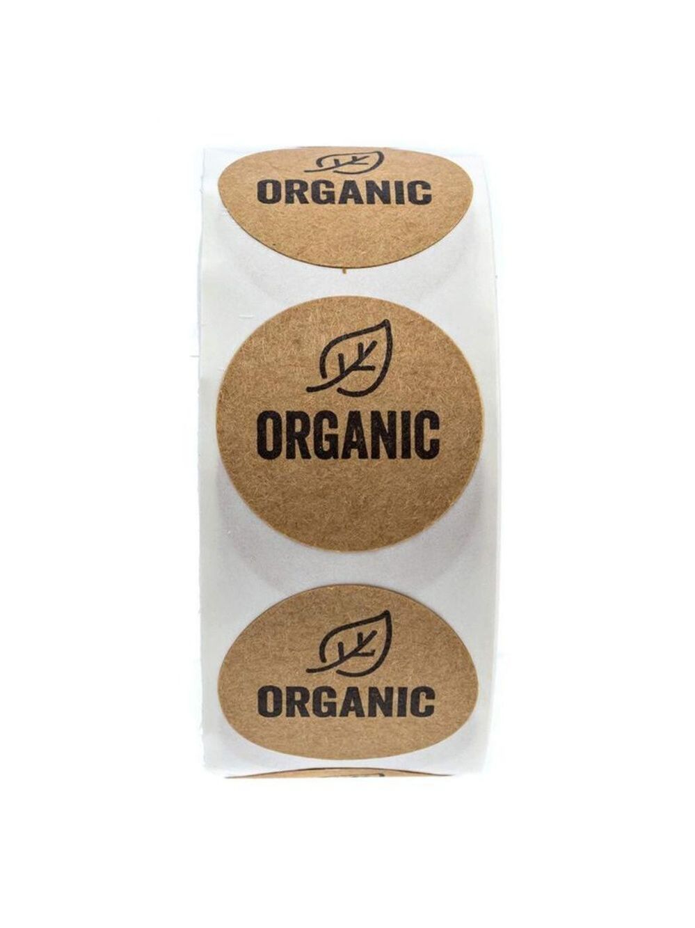 500 organic 1" kraft wafer Stickers with leaf - Picture 5 of 6